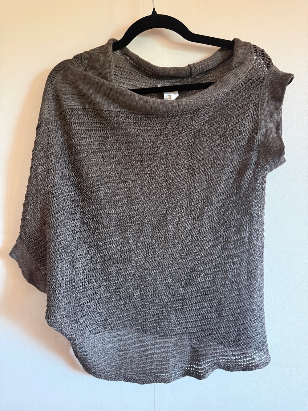 Sarah Pacini 100% Linen Off Shoulder Knit Top Taupe OS